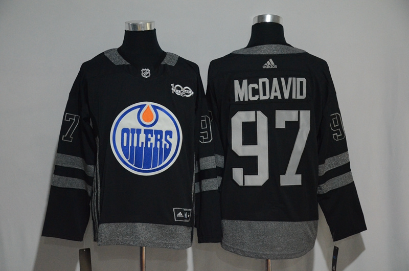 NHL Edmonton Oilers #97 McDavid Black 1917-2017 100th Anniversary Stitched Jersey->detroit red wings->NHL Jersey